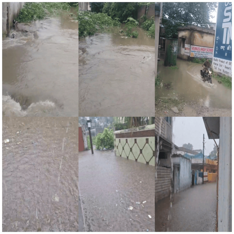 नगर निगम की लापरवाही से डूबी गलियां: शांतिनगर मुड़ापार में बारिश बना आफ़त, घरों में घुसा गंदा पानी