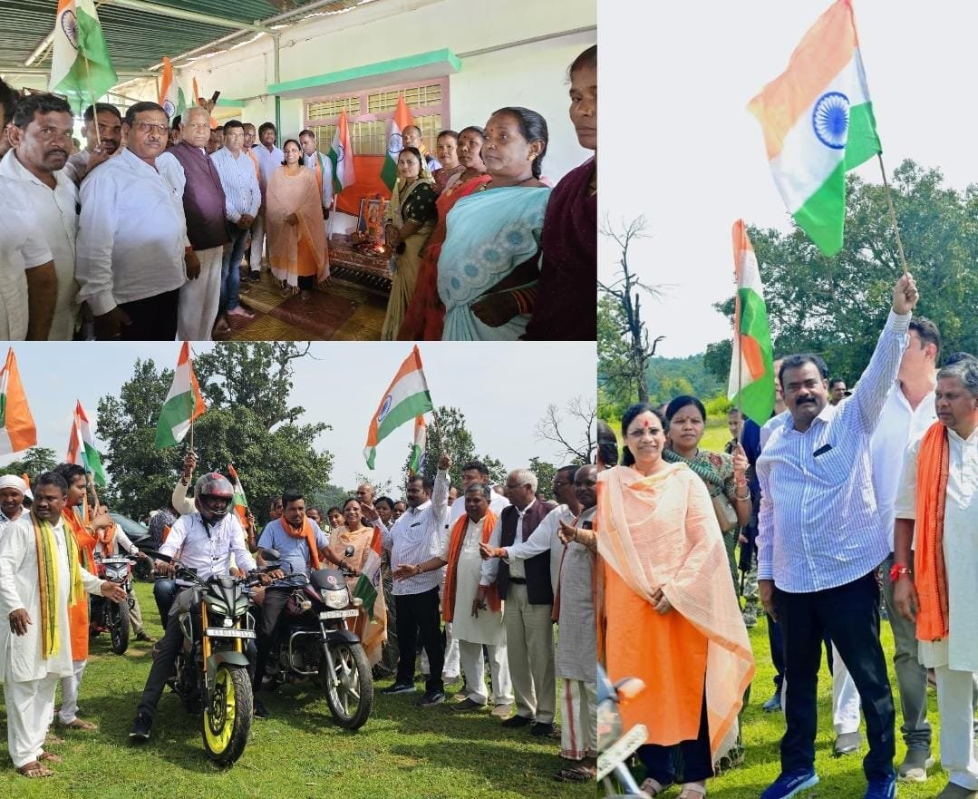 माकड़ी मंडल के रांधना जोन में भव्य तिरंगा रैली – विधायक लता उसेंडी के नेतृत्व में निकली ऐतिहासिक मोटरसाइकिल यात्रा
