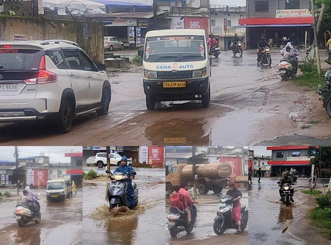 कोंडागांव: चौपाटी चौक पर जलभराव से राहगीर परेशान, प्रशासन नहीं ले रहा सुध