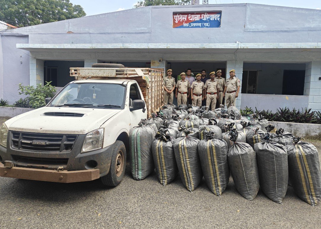 धारियावद पुलिस की बड़ी कार्रवाई, 1 करोड़ 60 लाख का डोडा चुरा बरामद