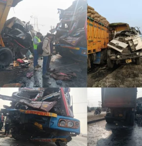 भीषण टक्कर ने ली चालक की जान, चांपा मार्ग पर पसरा मातम