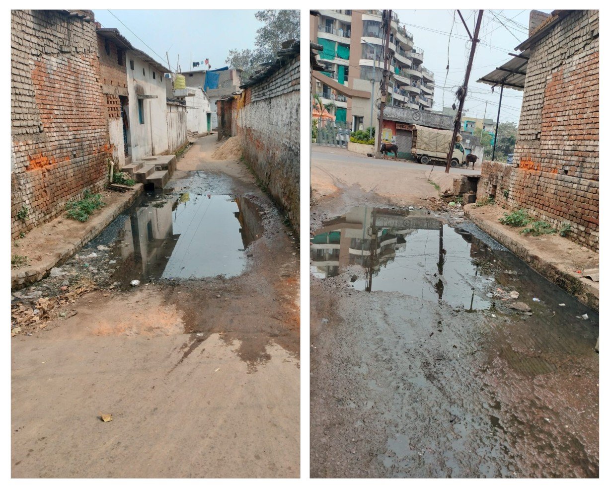 वार्ड 29 के निषाद मोहल्ला मुड़ापार में नाली ढकने से जलभराव, पार्षद गोपाल, आयुक्त से करेंगे शिकायत