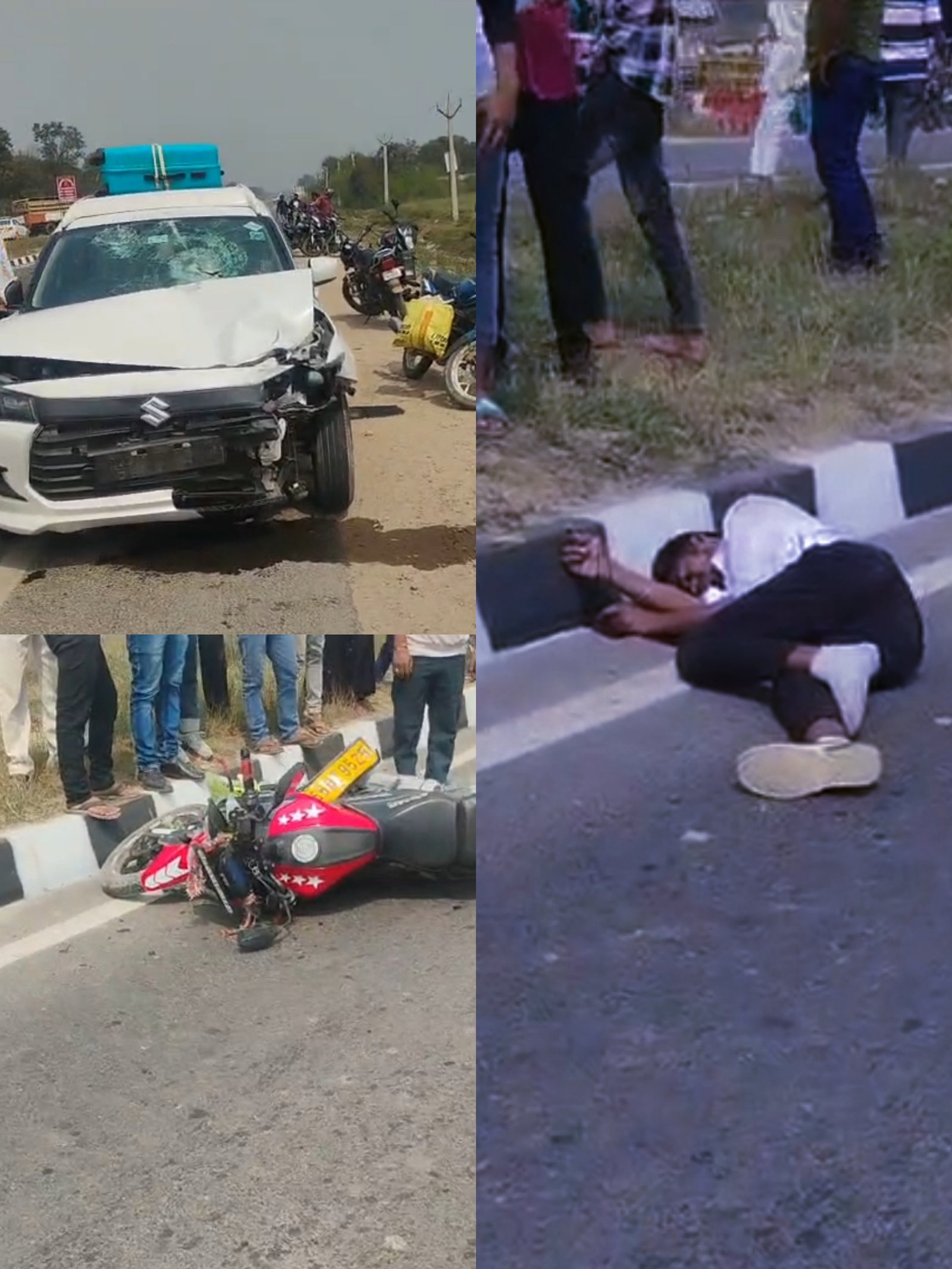 उत्तर प्रदेश महराजगंज तेज रफ्तार कर ने बाइक सवार को मारी टक्कर बीच रस्ते में मौत