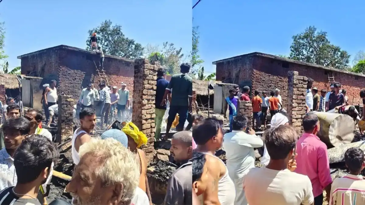 धानी ब्लॉक के चौका में भीषण आग,11 लोगों के घर जलकर राख