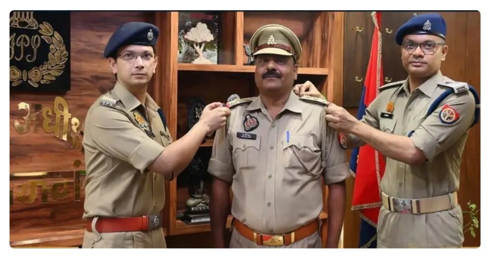 अड्डा चौकी प्रभारी रामरतन यादव का प्रमोशन,एसपी, व एएसपी ने लगाए स्टार