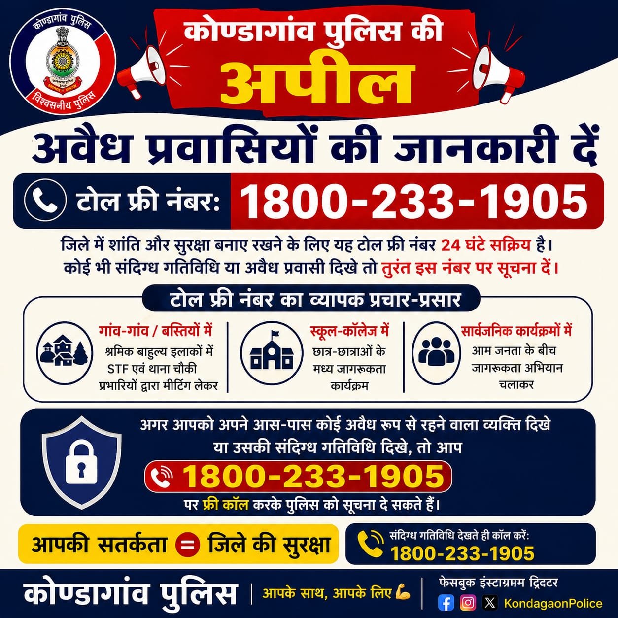 कोंडागांव जिले में अवैध प्रवासियों की पहचान के लिए पुलिस का विशेष अभियान, 31 जुलाई तक चला सघन सत्यापन